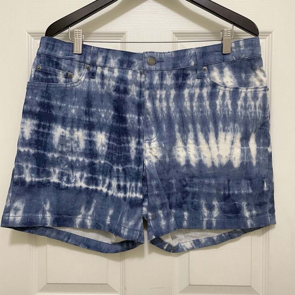 NEW LRL Lauren Jeans Co Ralph Denim Tie Dye‎ Shorts Sz 14 Blue White
